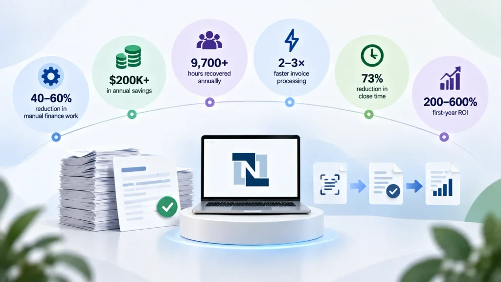 NetSuite AP automation ROI chart showing cost per invoice and cycle time reduction